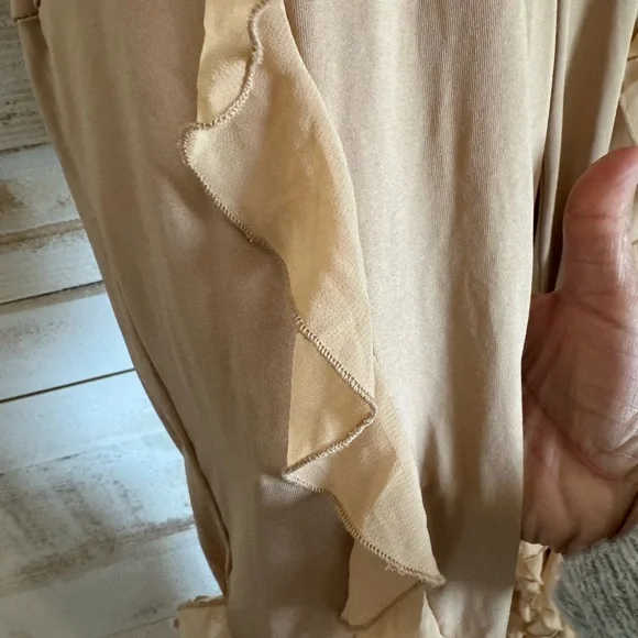 Stylish Tan Ruffle Pants for Women - Picture 3 of 5